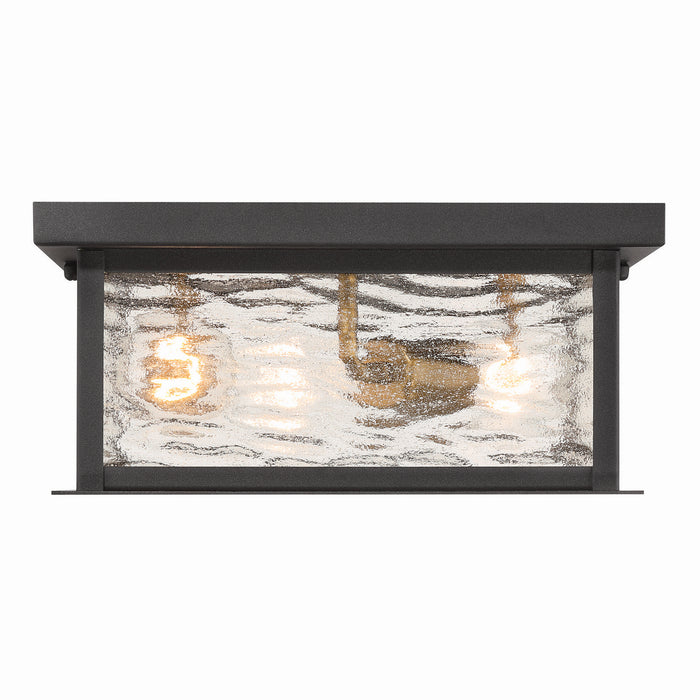 Artcraft AC9276BK Three Light Outdoor Flush Mount, Black, Brass
