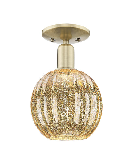 Innovations 716-1C-AB-G458-7ME One Light Semi-Flush Mount, Antique Brass