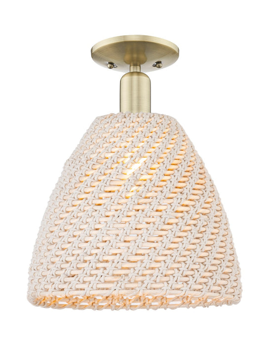 Innovations 716-1C-AB-NBD-12-NAT One Light Semi-Flush Mount, Antique Brass