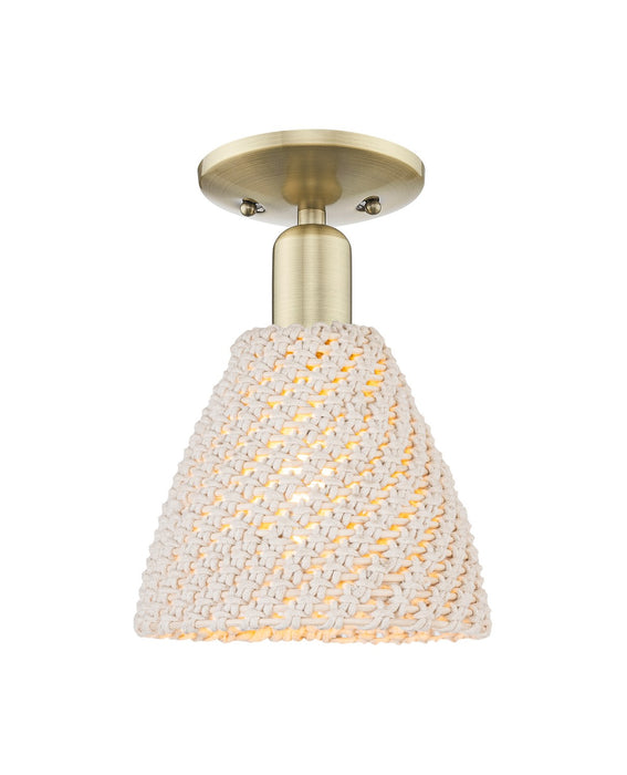 Innovations 716-1C-AB-NBD-75-NAT One Light Semi-Flush Mount, Antique Brass