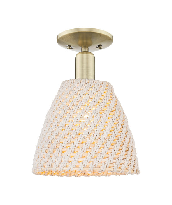 Innovations 716-1C-AB-NBD-9-NAT One Light Semi-Flush Mount, Antique Brass