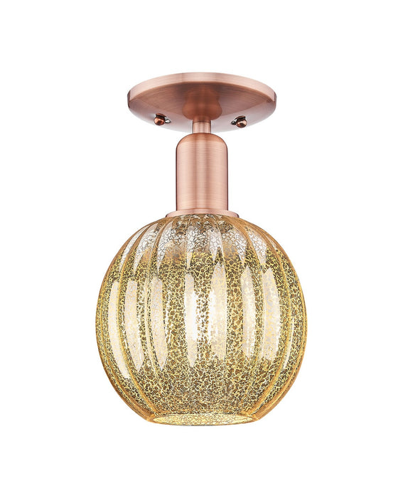 Innovations 716-1C-AC-G458-7ME One Light Semi-Flush Mount, Antique Copper