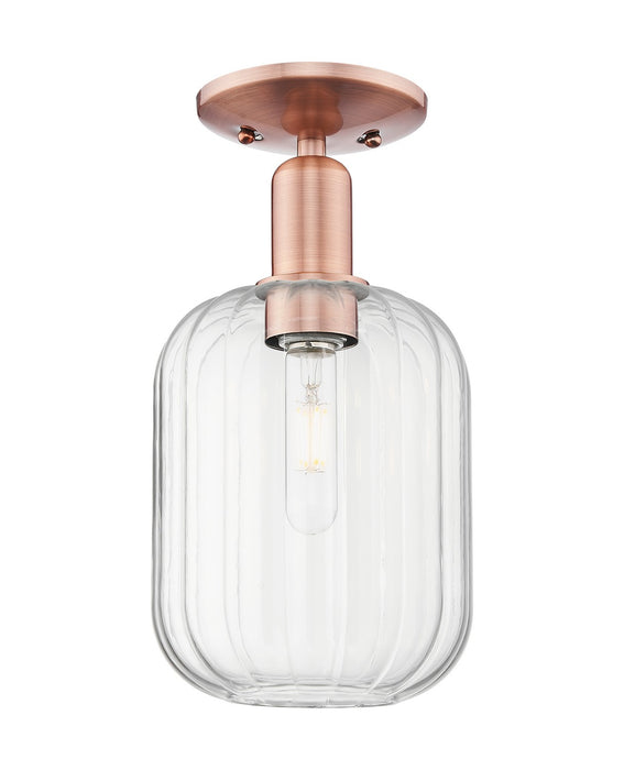 Innovations 716-1C-AC-G460-7CL One Light Semi-Flush Mount, Antique Copper