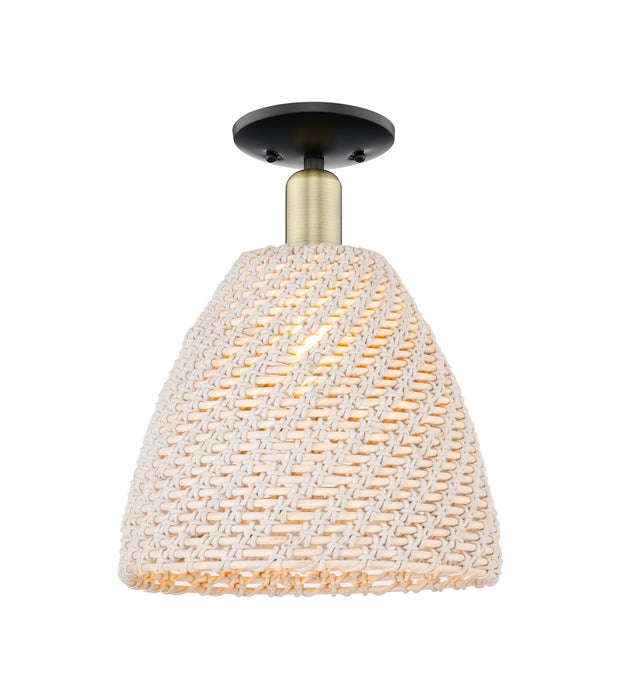Innovations 716-1C-BAB-NBD-12-NAT One Light Semi-Flush Mount, Black Antique Brass