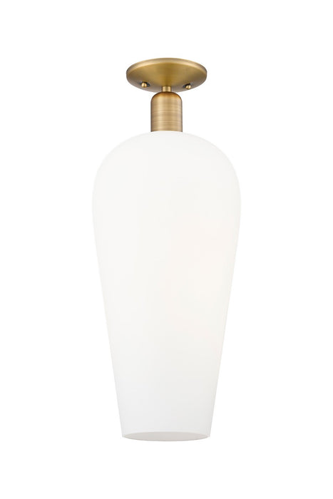 Innovations 716-1C-BB-G456-8WH One Light Semi-Flush Mount, Brushed Brass