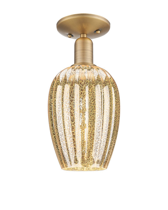Innovations 716-1C-BB-G457-6ME One Light Semi-Flush Mount, Brushed Brass