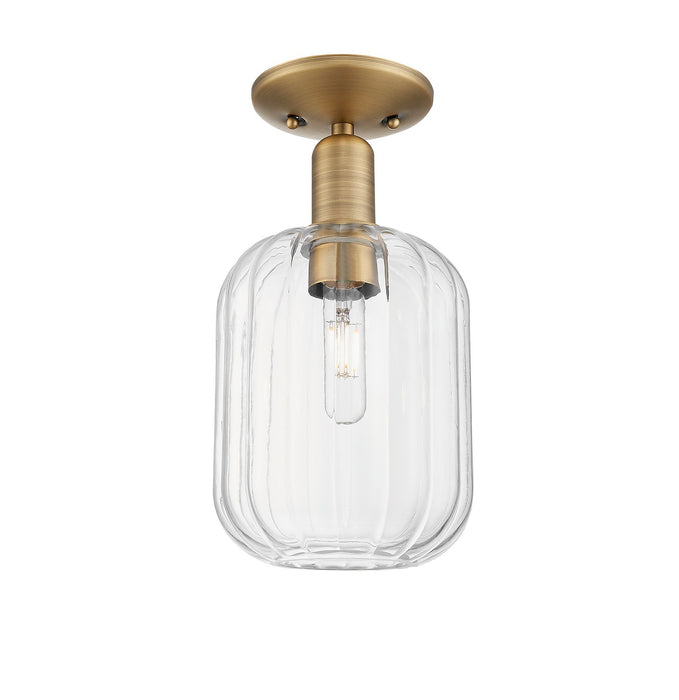 Innovations 716-1C-BB-G460-7CL One Light Semi-Flush Mount, Brushed Brass