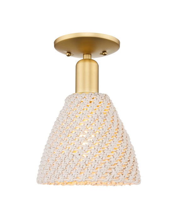 Innovations 716-1C-SG-NBD-75-NAT One Light Semi-Flush Mount, Satin Gold