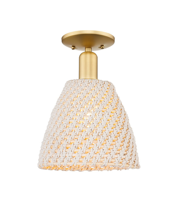 Innovations 716-1C-SG-NBD-9-NAT One Light Semi-Flush Mount, Satin Gold