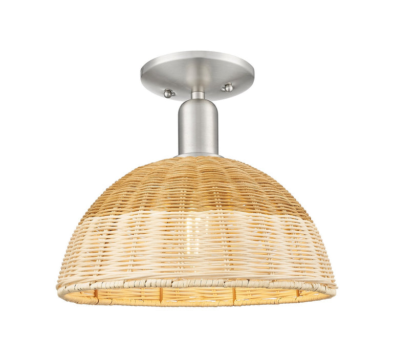 Innovations 716-1C-SN-NBD2-12-NAT One Light Semi-Flush Mount, Brushed Satin Nickel