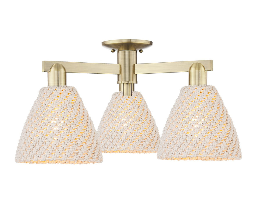 Innovations 716-3F-AB-NBD-75-NAT Three Light Semi-Flush Mount, Antique Brass