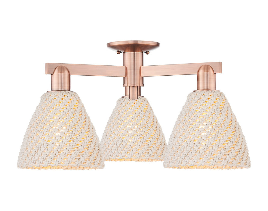 Innovations 716-3F-AC-NBD-75-NAT Three Light Semi-Flush Mount, Antique Copper