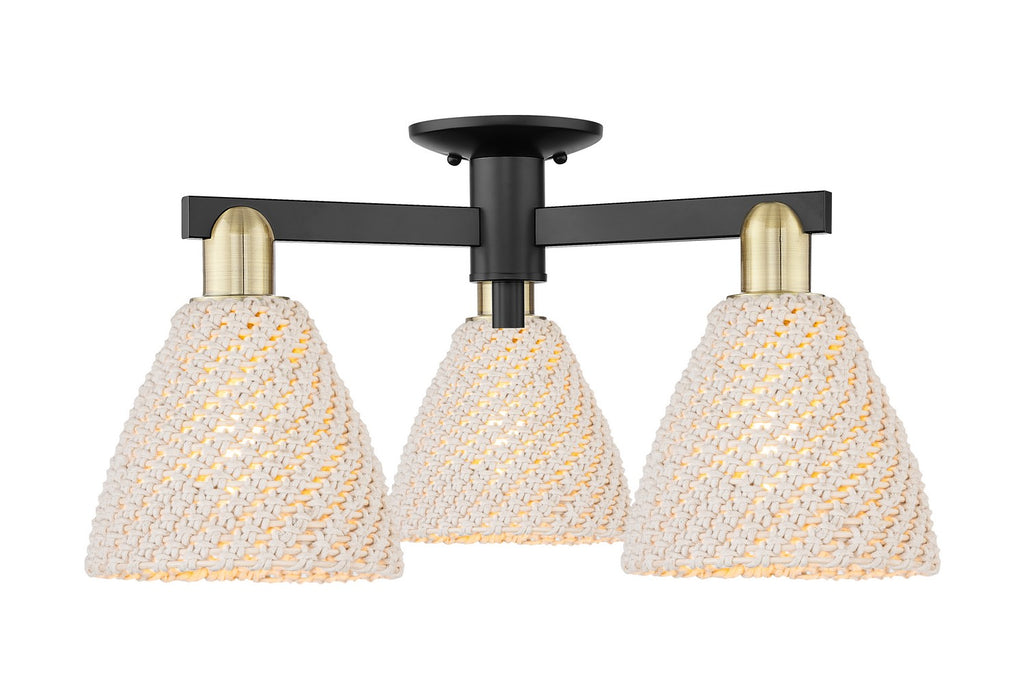 Innovations 716-3F-BAB-NBD-75-NAT Three Light Semi-Flush Mount, Black Antique Brass