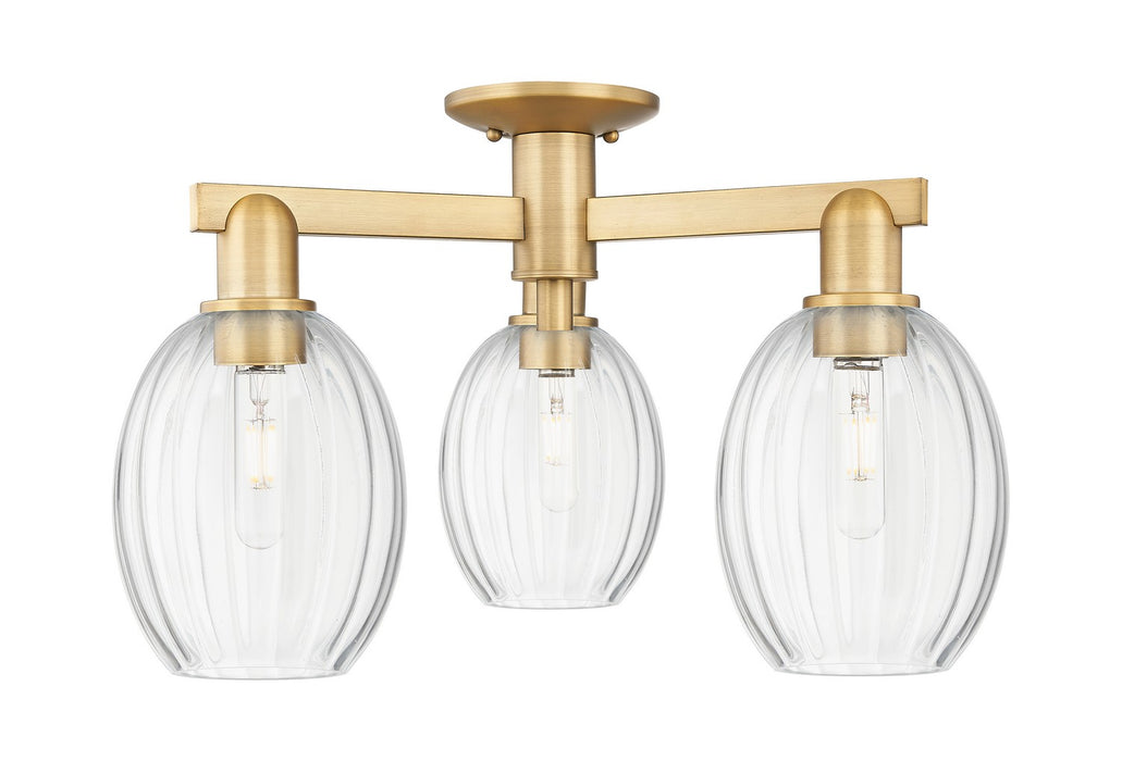 Innovations 716-3F-BB-G459-6CL Three Light Semi-Flush Mount, Brushed Brass