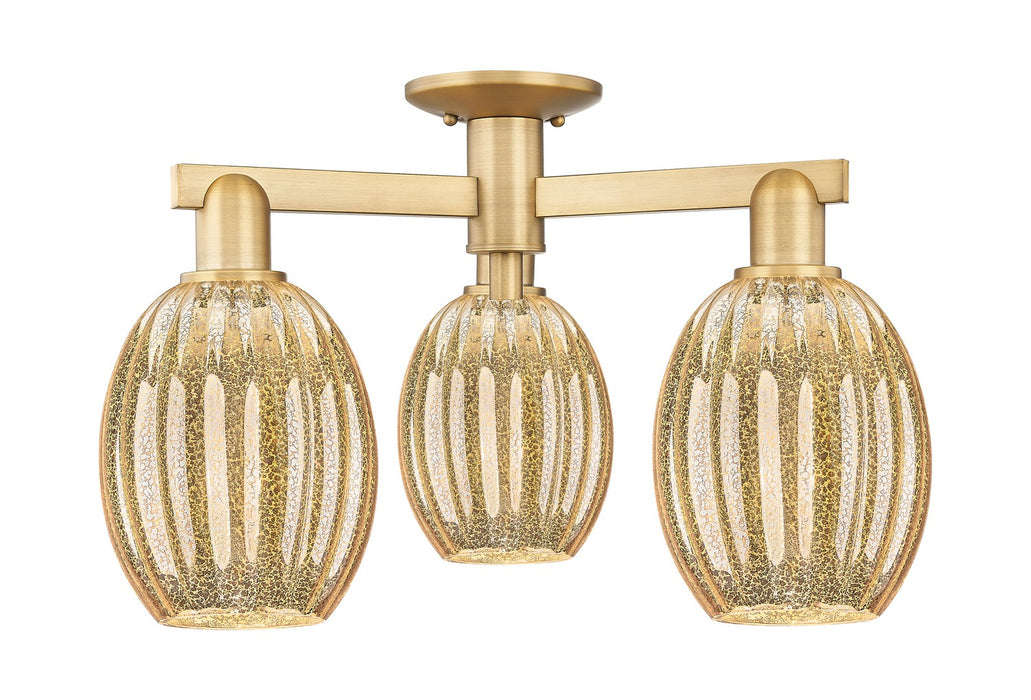 Innovations 716-3F-BB-G459-6ME Three Light Semi-Flush Mount, Brushed Brass