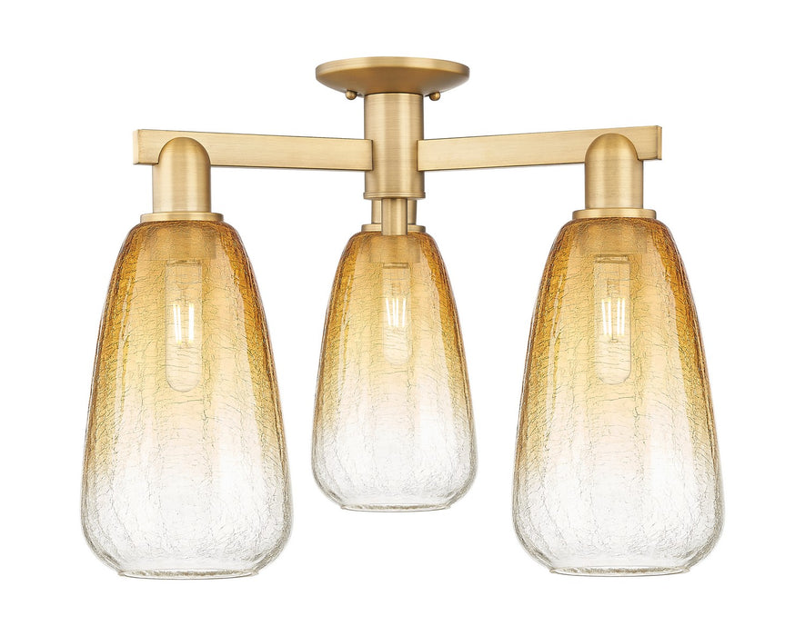 Innovations 716-3F-BB-G480-6AM Three Light Semi-Flush Mount, Brushed Brass