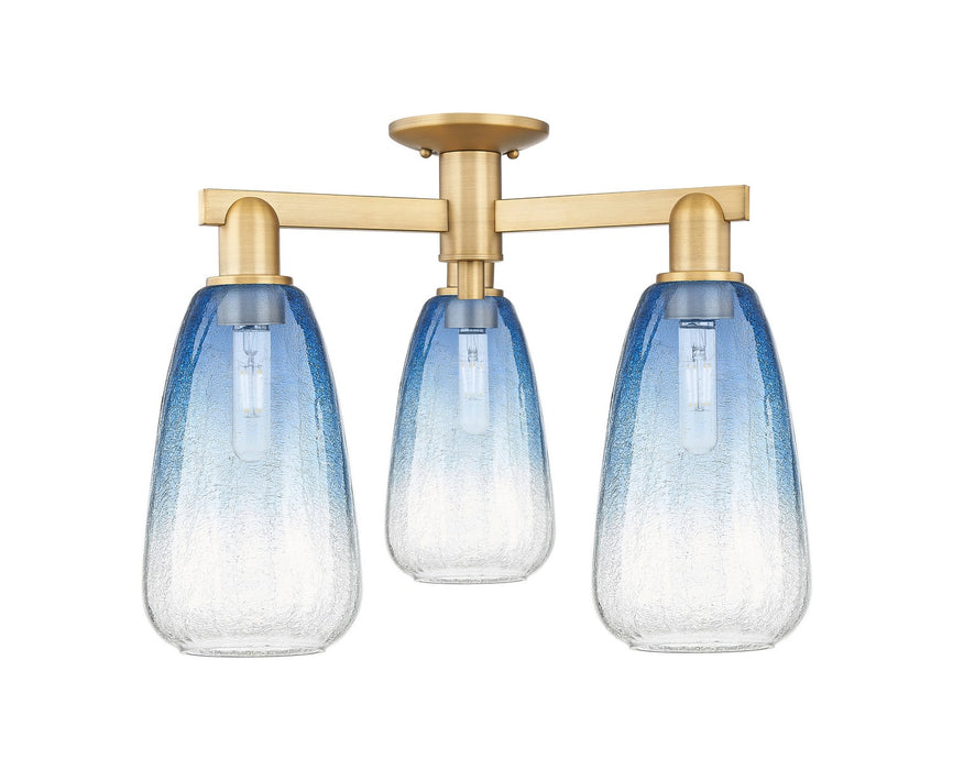 Innovations 716-3F-BB-G480-6SB Three Light Semi-Flush Mount, Brushed Brass
