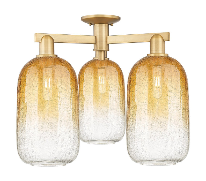 Innovations 716-3F-BB-G482-7AM Three Light Semi-Flush Mount, Brushed Brass
