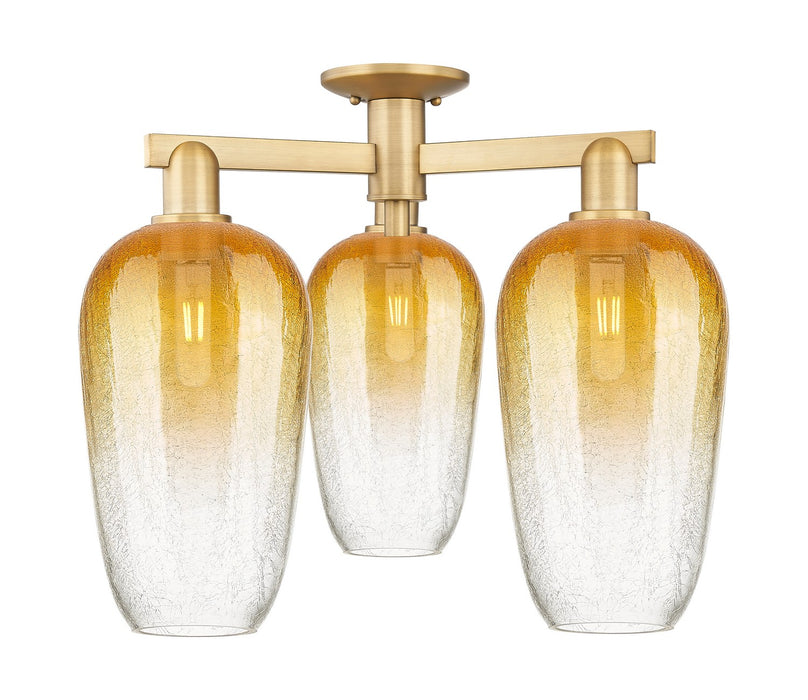 Innovations 716-3F-BB-G484-7AM Three Light Semi-Flush Mount, Brushed Brass