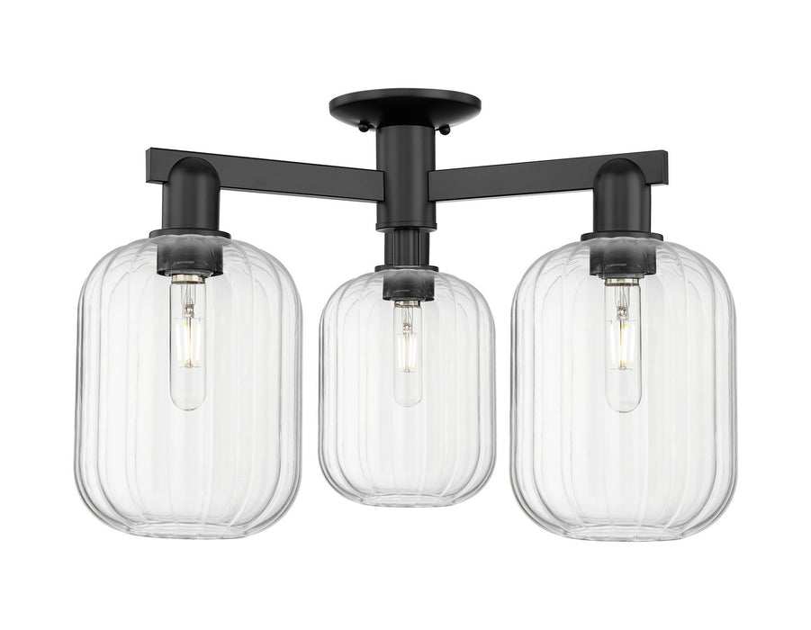 Innovations 716-3F-BK-G460-7CL Three Light Semi-Flush Mount, Matte Black