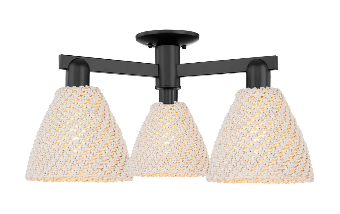 Innovations 716-3F-BK-NBD-75-NAT Three Light Semi-Flush Mount, Matte Black