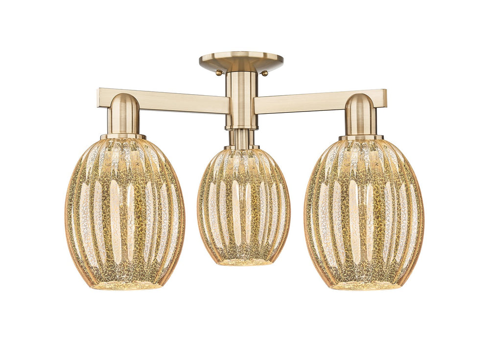 Innovations 716-3F-CB-G459-6ME Three Light Semi-Flush Mount, Champagne Bronze