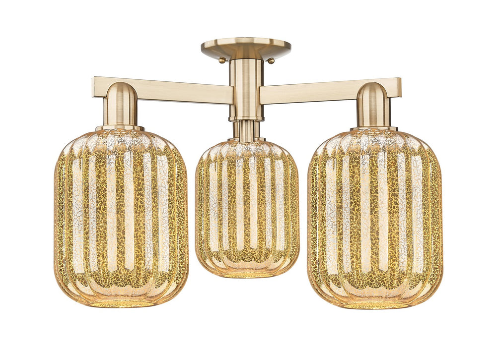 Innovations 716-3F-CB-G460-7ME Three Light Semi-Flush Mount, Champagne Bronze