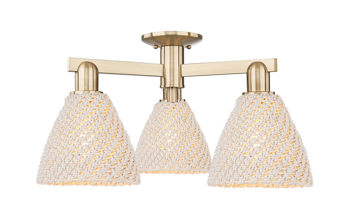 Innovations 716-3F-CB-NBD-75-NAT Three Light Semi-Flush Mount, Brushed Champagne Bronze