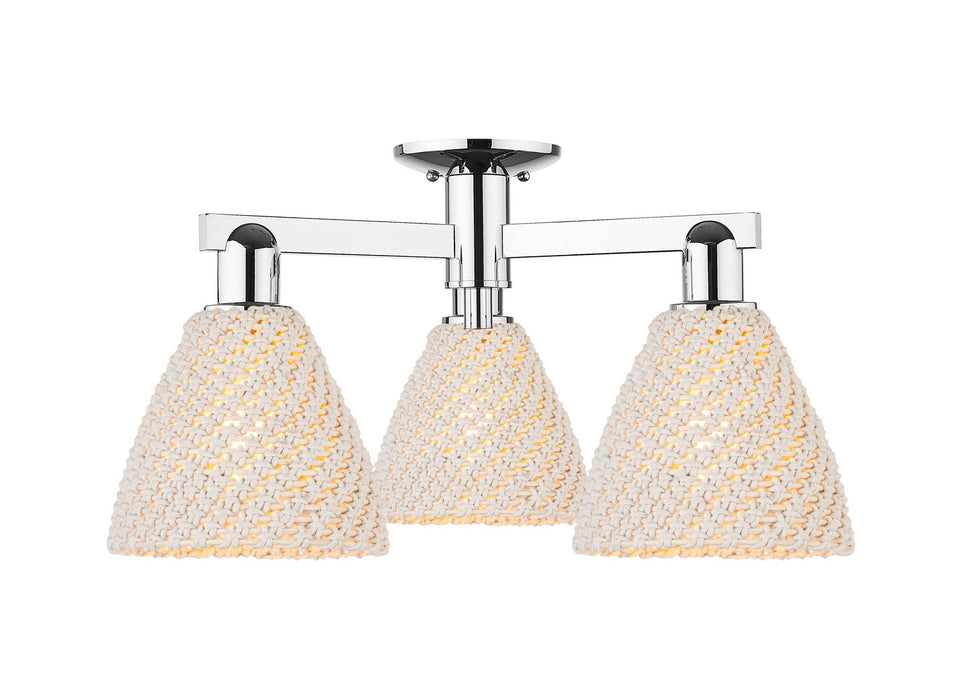 Innovations 716-3F-PC-NBD-75-NAT Three Light Semi-Flush Mount, Polished Chrome
