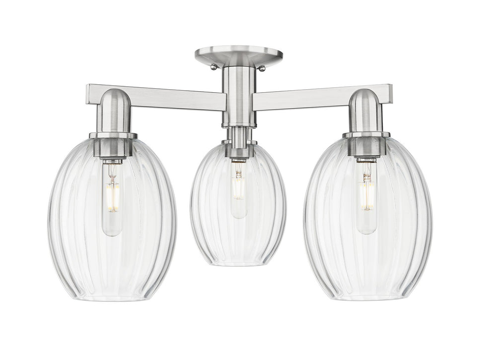 Innovations 716-3F-SN-G459-6CL Three Light Semi-Flush Mount, Brushed Satin Nickel