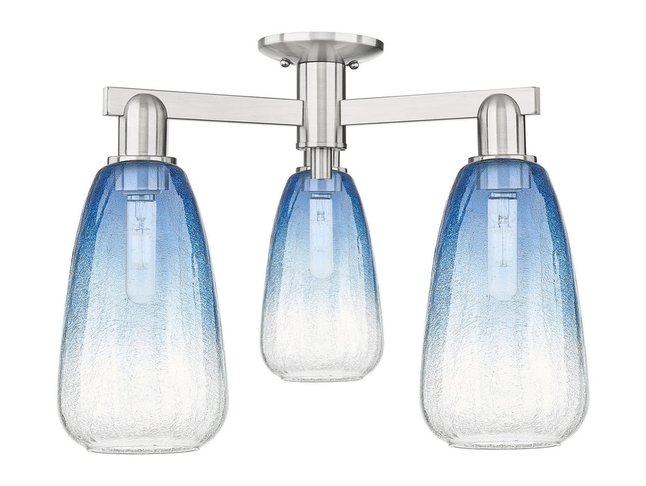 Innovations 716-3F-SN-G480-6SB Three Light Semi-Flush Mount, Brushed Satin Nickel
