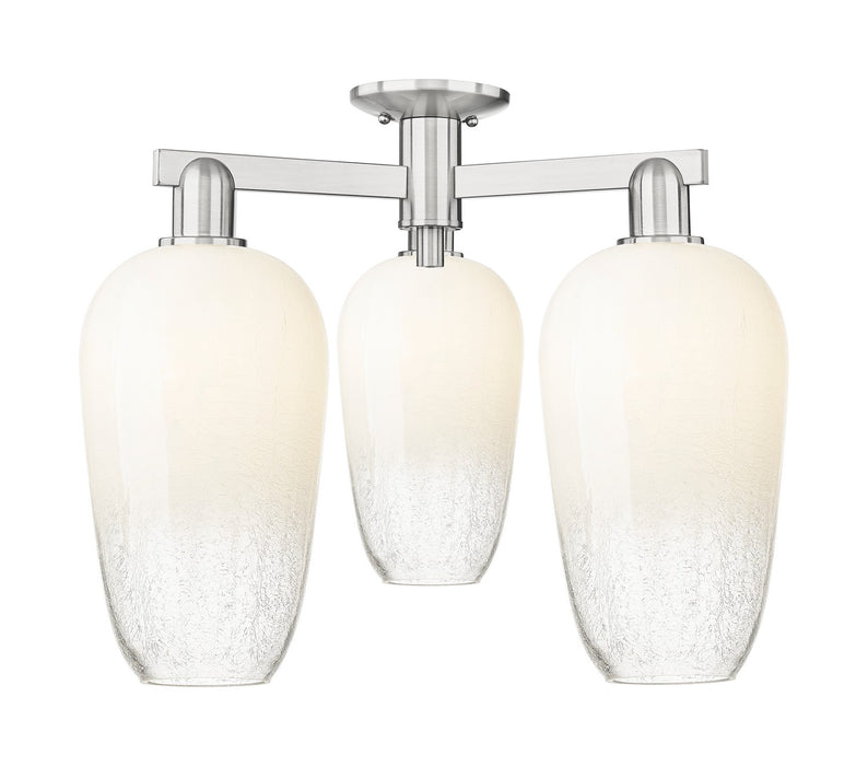 Innovations 716-3F-SN-G484-7OP Three Light Semi-Flush Mount, Brushed Satin Nickel