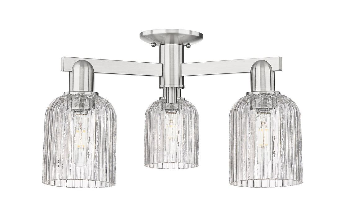 Innovations 716-3F-SN-G559-5CL Three Light Semi-Flush Mount, Brushed Satin Nickel