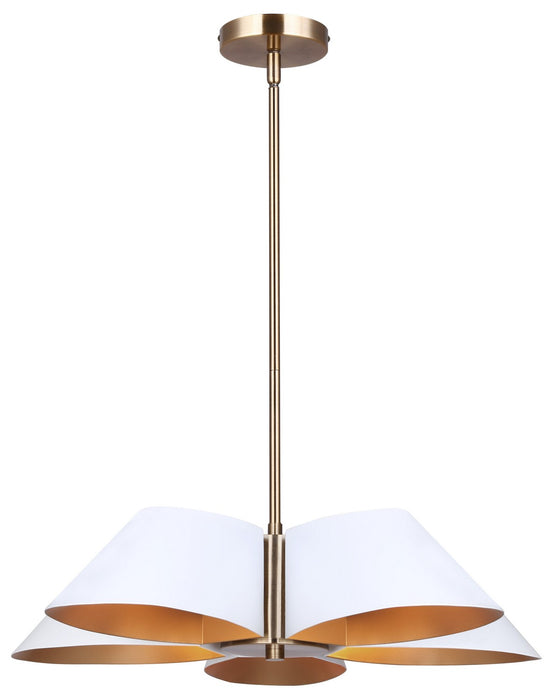 Canarm ICH1146A05WHG Five Light Chandelier, Matte White And Gold