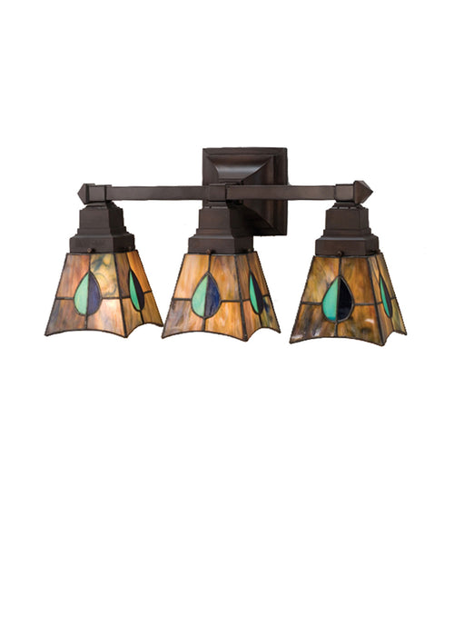 Meyda Tiffany 31231 Three Light Wall Sconce, Green/Blue Aqua/Green Purple/Blue