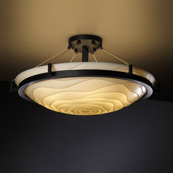 Justice Designs PNA-9682-35-WAVE-DBRZ Six Light Semi-Flush Mount, Dark Bronze
