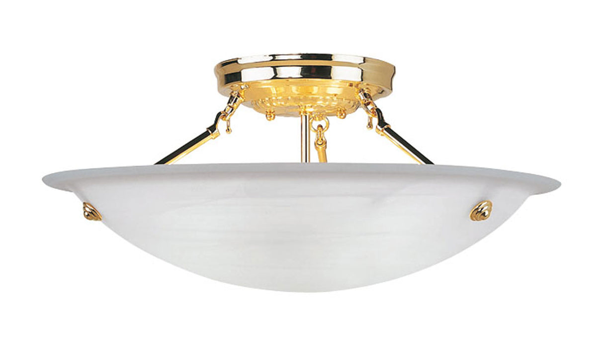 Livex Lighting 4274-02 Three Light Ceiling Mount, Polished Brass