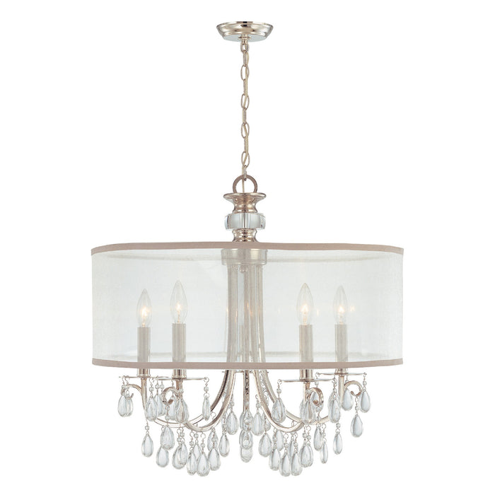 Crystorama 5625-CH Five Light Chandelier, Polished Chrome
