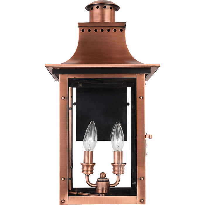 Quoizel CM8410AC Two Light Outdoor Wall Lantern, Aged Copper