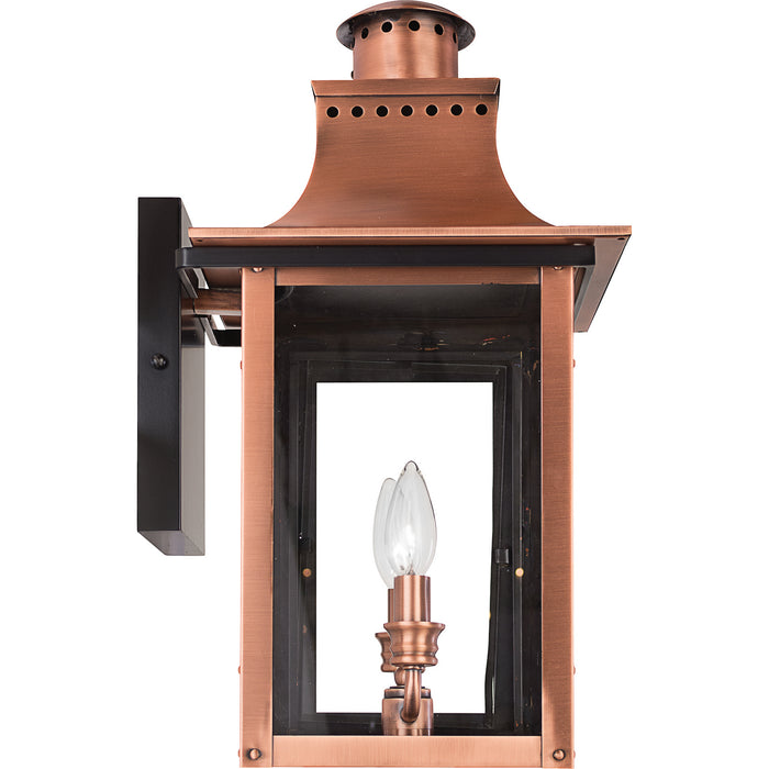 Quoizel CM8410AC Two Light Outdoor Wall Lantern, Aged Copper