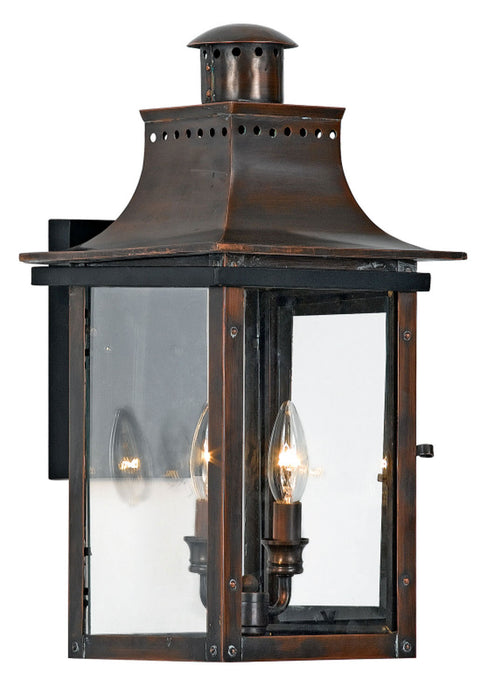 Quoizel CM8410AC Two Light Outdoor Wall Lantern, Aged Copper