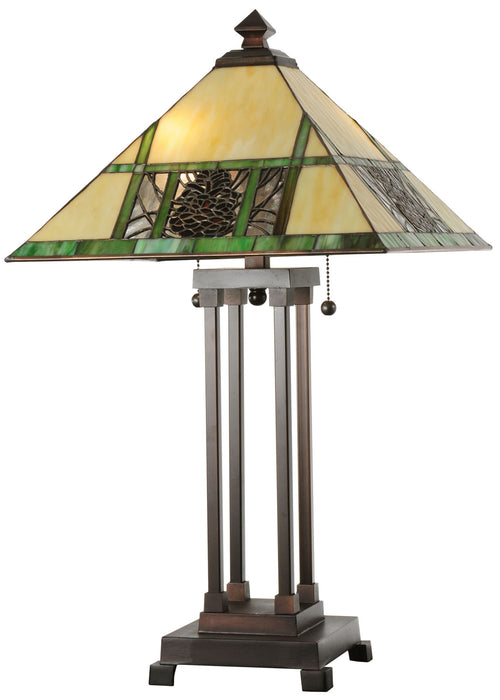 Meyda Tiffany 103380 Two Light Table Lamp, Antique