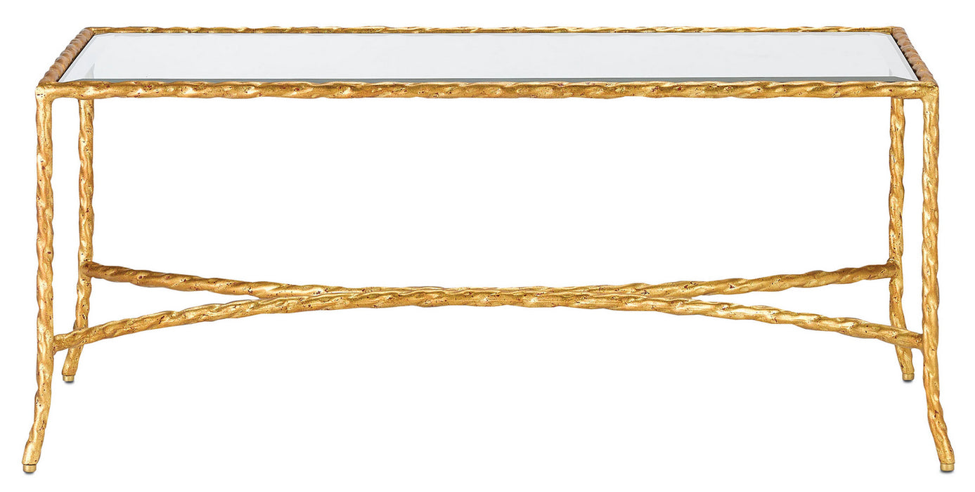 Currey and Company 4057 Cocktail Table, Gilt Bronze