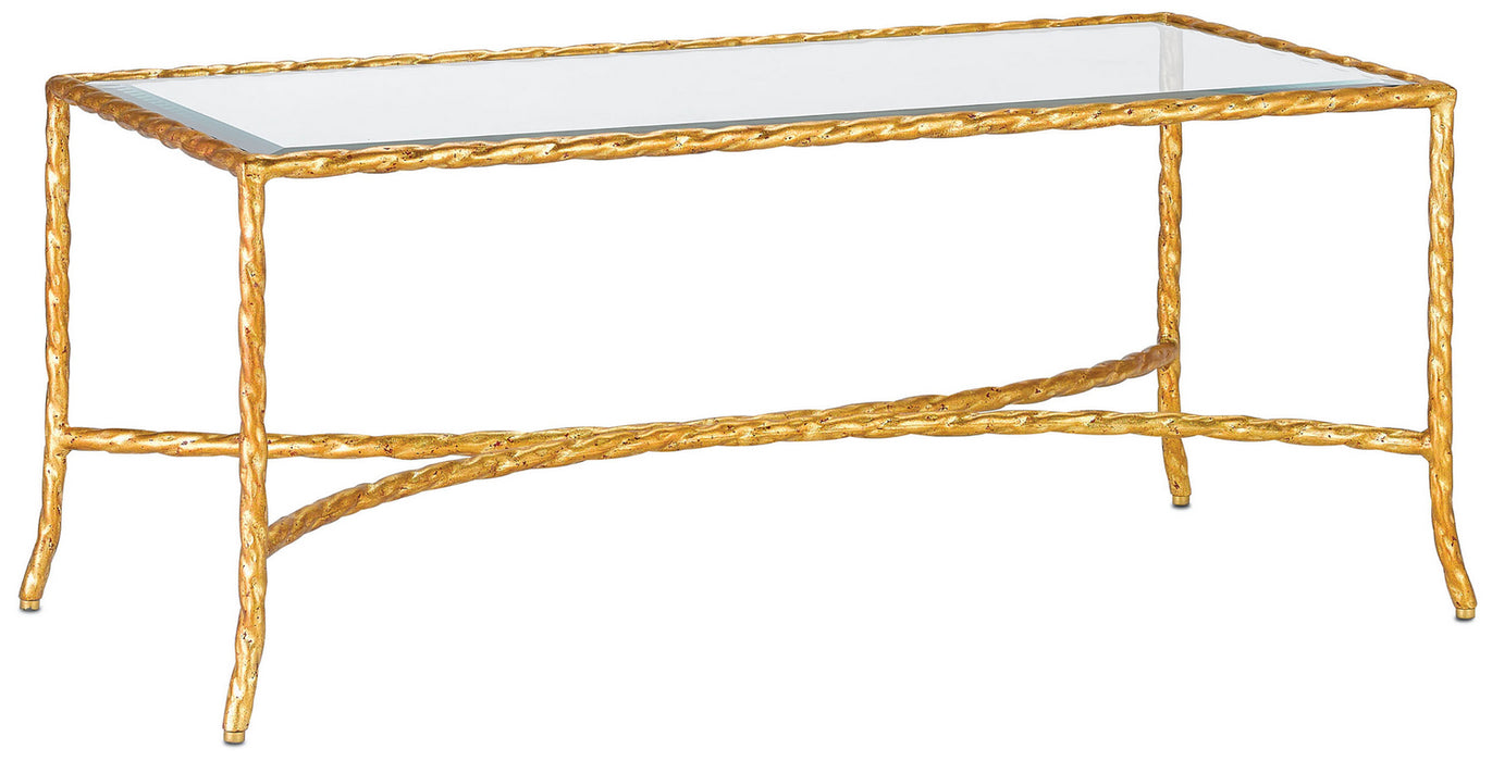 Currey and Company 4057 Cocktail Table, Gilt Bronze