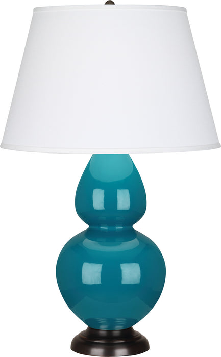 Robert Abbey 1752X One Light Table Lamp, Peacock Glazed Ceramic w/Deep Patina Bronzeed