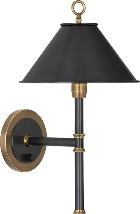 Robert Abbey 646 One Light Wall Sconce, Deep Patina Bronze w/ Warm Brass/Metal