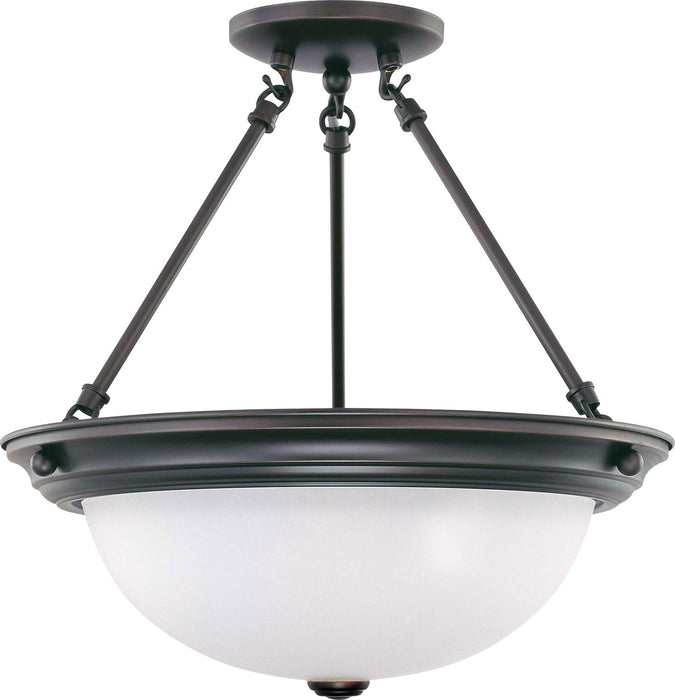 Nuvo Lighting 60-3151 Three Light Semi Flush Mount, Mahogany Bronze