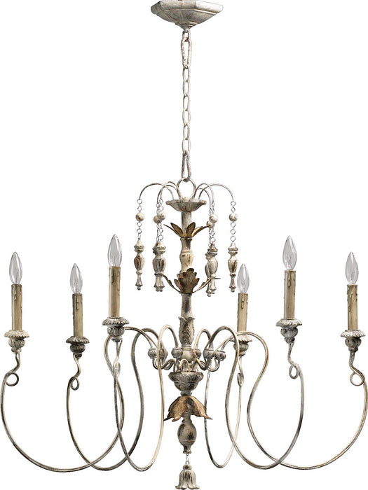 Quorum 6006-6-70 Six Light Chandelier, Persian White