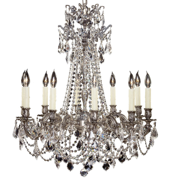 American Brass & Crystal CH9248-A-10G-PI Ten Light Chandelier, Antique Silver
