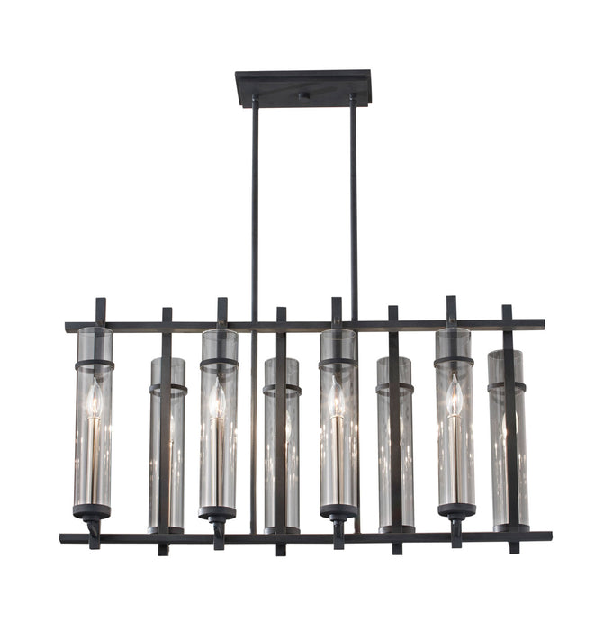 Generation Lighting F2630/8AF/BS Eight Light Chandelier, Antique Forged Iron / Brushed Steel